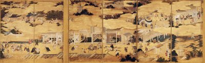 Scenes in and around the Capital, Pair of Six-Fold Byobu by Kano Takanobu